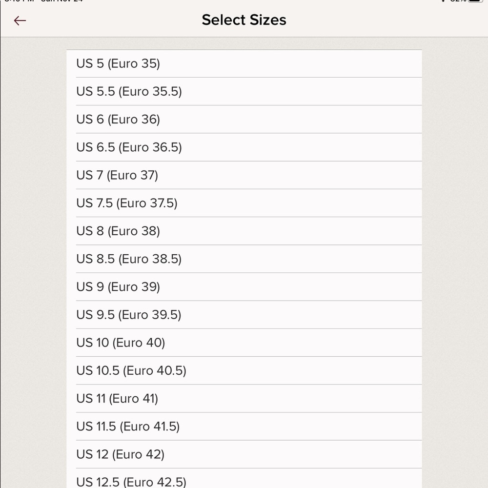 Posh Sizes
